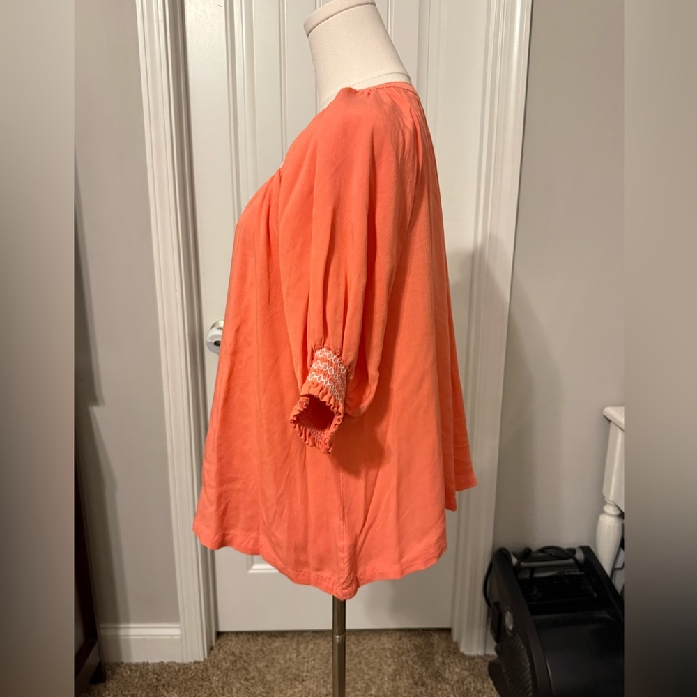 Umgee Orange Blouse with Embroidered Details - Picture 3 of 14
